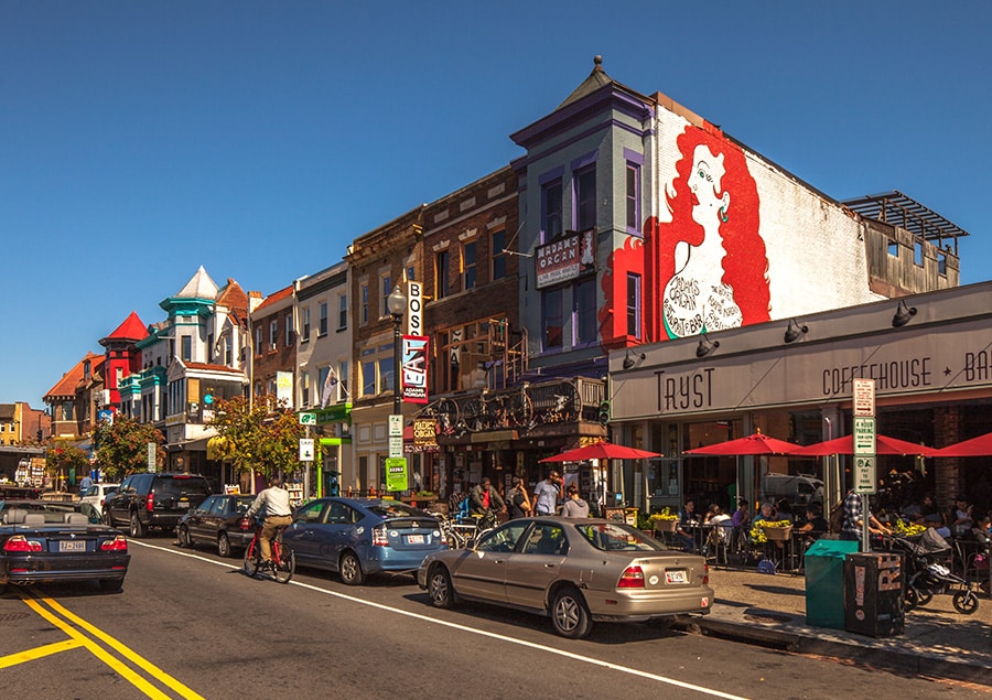 Nearby shops and cafes in Adams Morgan neighborhood Washingtons DC